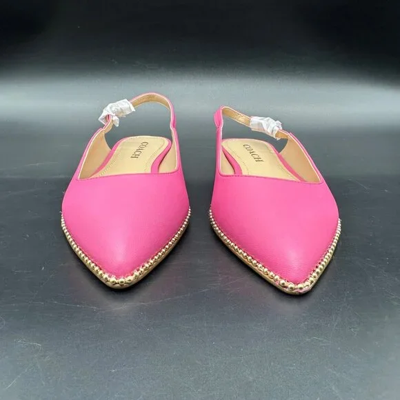 Coach Womens Petunia Pink Vae Leather Skimmer Flats Box Pointed Toe Size 6.5 - Picture 5 of 13